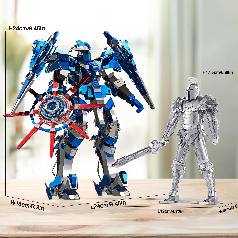 Piececool Puzzle 3D Metal Model Kits Blue Mech DIY Toys Jigsaw Birthday Valentine's Day Gifts for Teen