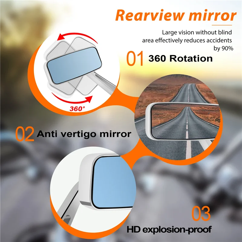 Motorcycle Rearview Mirrors Chrome 8/10Mm For Honda Suzuki