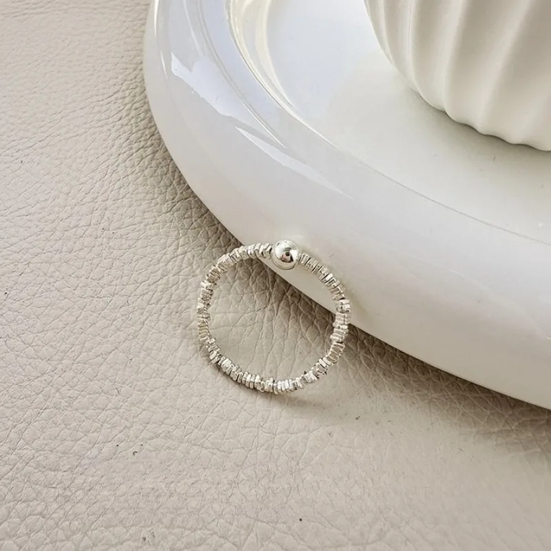 HX Hew Minimalist Geometric Square Ring with Ballpoint Detailing for Understated Luxury Fashion Accessories