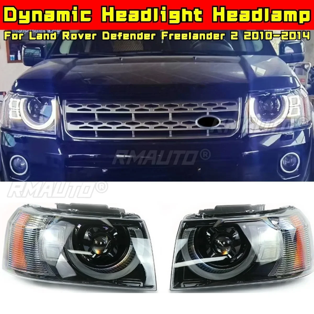 Dynamic Headlight Headlamp Daytime Running Light Low High Beam For Defender Freelander 2 2010-2014 Car Accessories