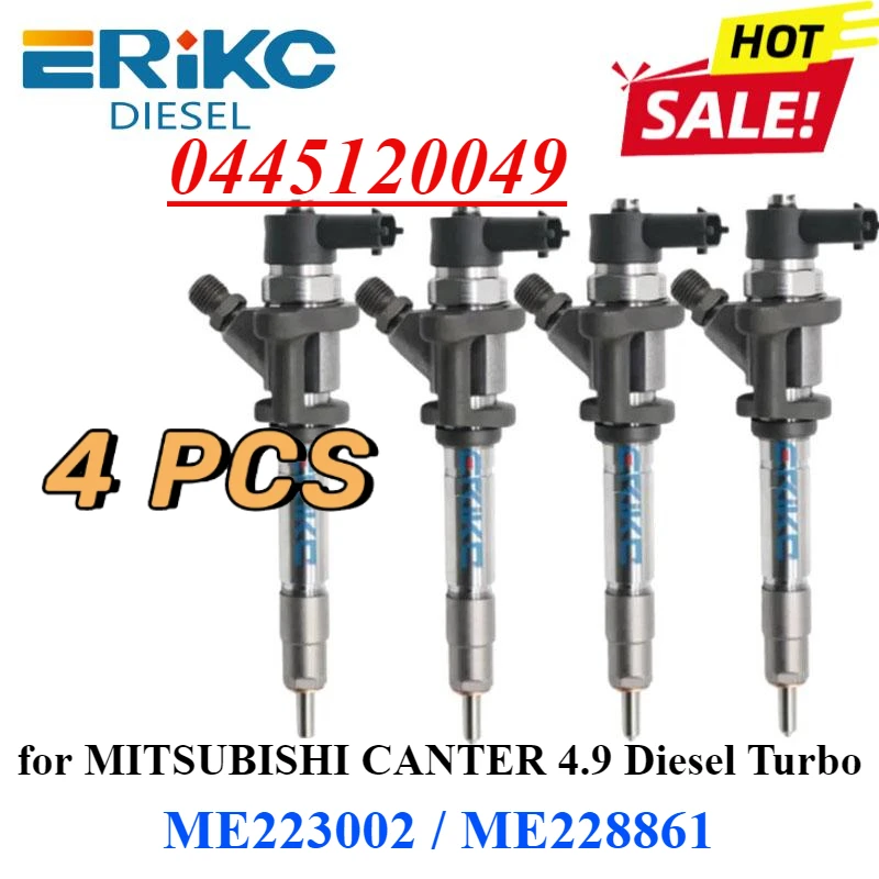 4PCS 0445120049 Common Rail Fuel Injector 0 445 120 049 Auto Engine Assembly For Mitsubishi Canter 4M50 4.9L ME223750 ME223002