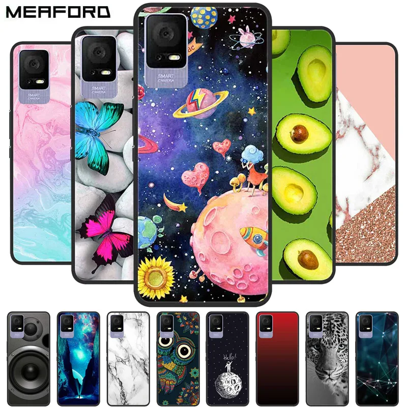 For TCL 405 / 406 / 408 / T506 Case Flower Marble Black Bumper Soft TPU Silicone Cover for TCL 408 405 Phone Cases Lovely Capas