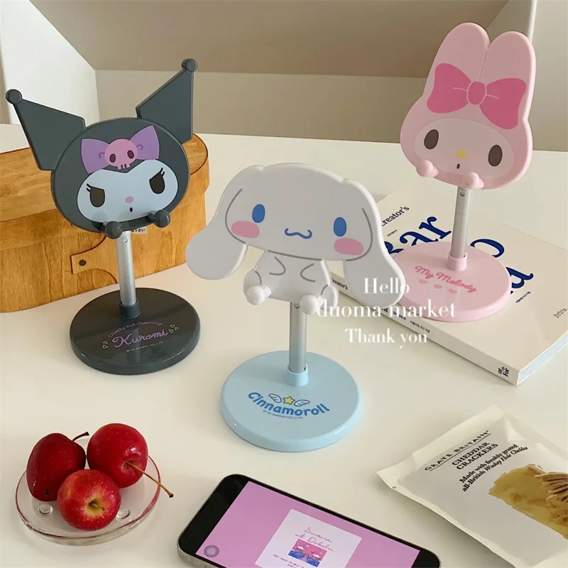 Official Genuine Sanrio Adjustable Mobile Phone Holder Kawaii Cute Kuromi Mymelody Cinnamoroll Desktop Decoration Girl'S Gift