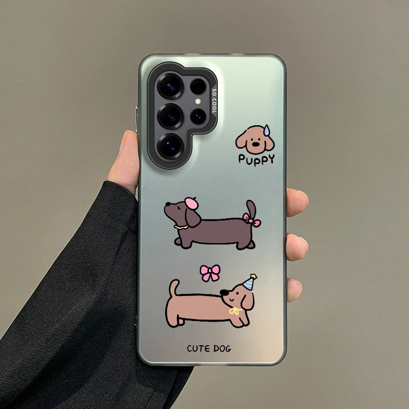 Colorful Soft Edge Hard Shell Phone Case for Samsung Galaxy A15 A16 A17 A22 A25 A26 A30 A31 A32 A33 A34 A35 Cover Cute Dachshund