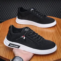 Leather Casual Shoes for Men 2025 Brand men's Sneakers Slip-On Flats Black Shoes Brand White Male Sneakers Office Work Shoes