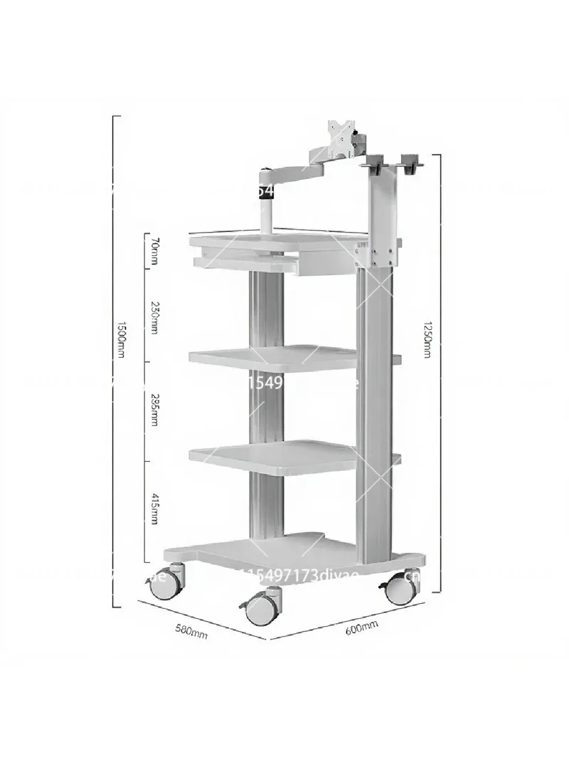 Mobile Endoscope Cart 4 Layers Instrument Trolley for Hospital Use