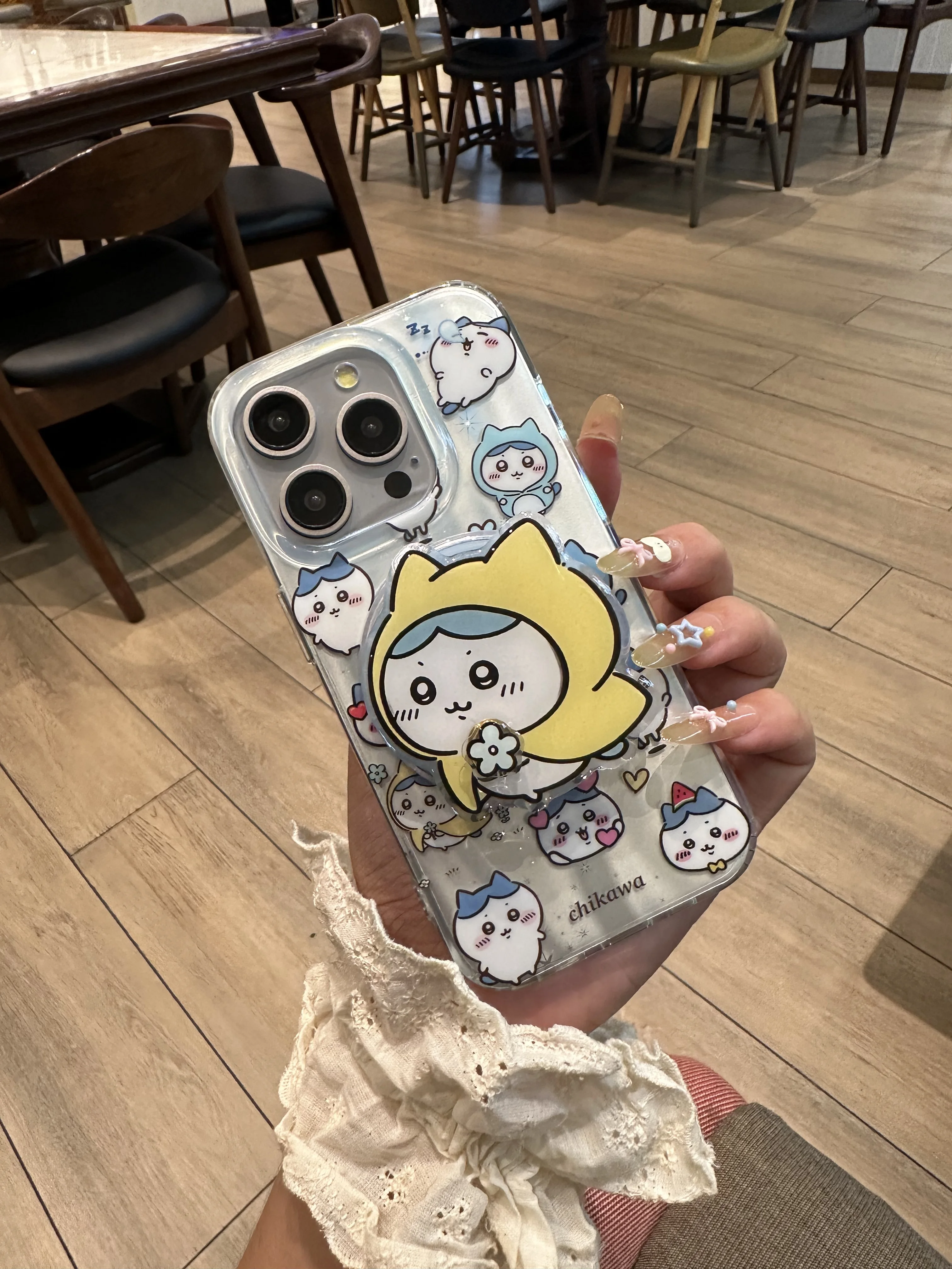 Cartoon Style Full Screen Kawaii For Hachiware Comfortable Phone Case Shell Bracket For iPhone 16 13 14 15 Pro Max Anti-Drop