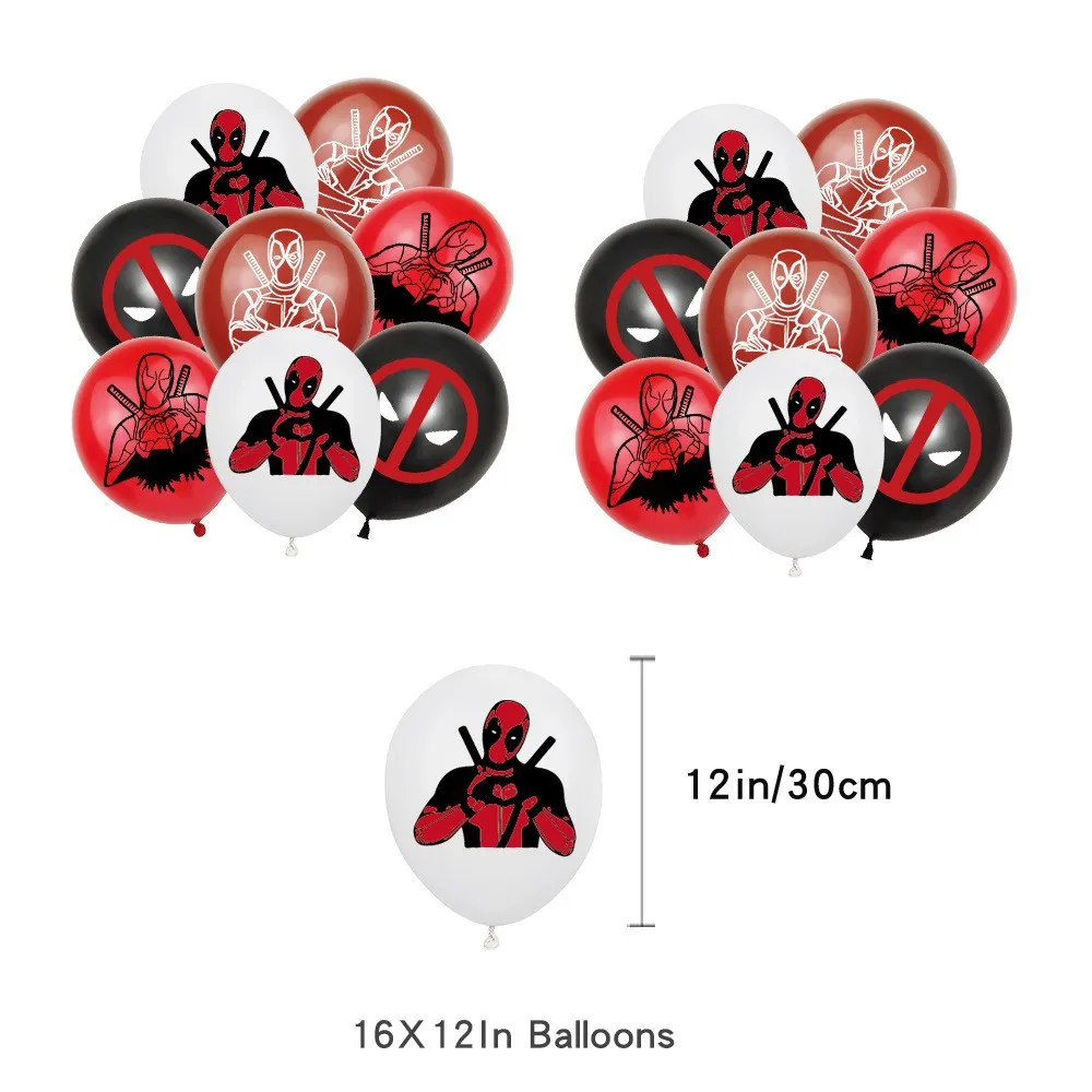 Deadpool Cartoon Anime Theme Marvel Heroes League Flag Insertion Latex Balloon Props Festival Party Decoration Supplies Package
