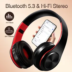 CATASSU Kopfhörer, Bluetooth-Kopfhörer, Over-Ear-Stereo, kabelloses Headset, weiches Leder, integriertes Mikrofon für PC/Handys/TV