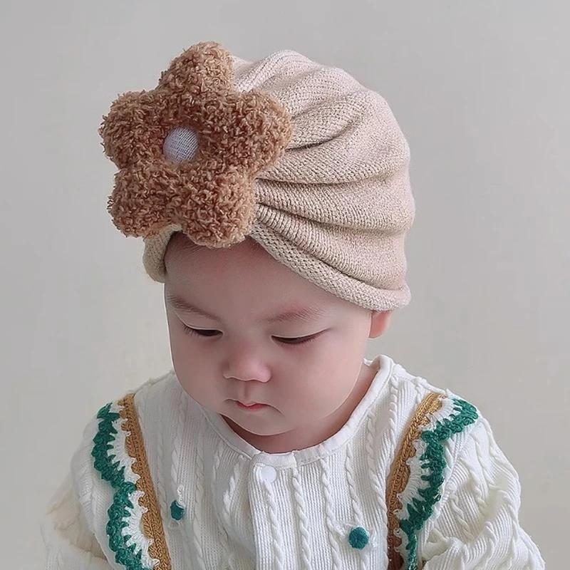 

Newborn Turban Hat Headwrap Baby Beanie Cap with Big Flower Soft Bonnet Cap Nursery Hospital Turban Hat for Baby 3-10 Month