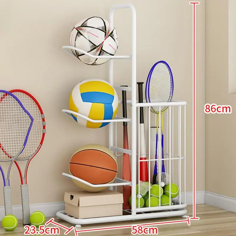 Basketball Organizer Vertical Ball Holder Storage Rack Multilayer Metal Storage Rack Garage Ball Holder Garage Organizer