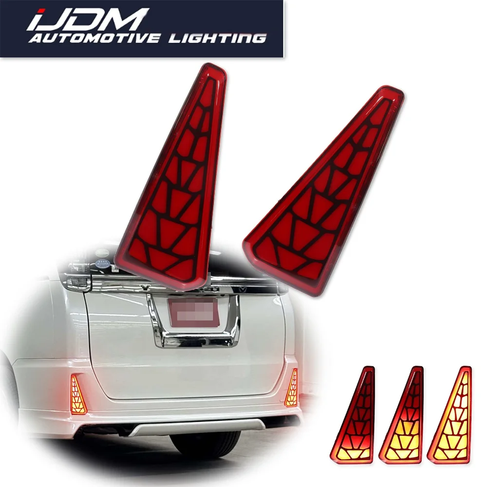 For Toyota NOAH & VOXY 80 Series 2014-2018 Red LED Rear Bumper Reflector Tail/Brake Light Rear Fog Light w/ Dynamic Turn Signal