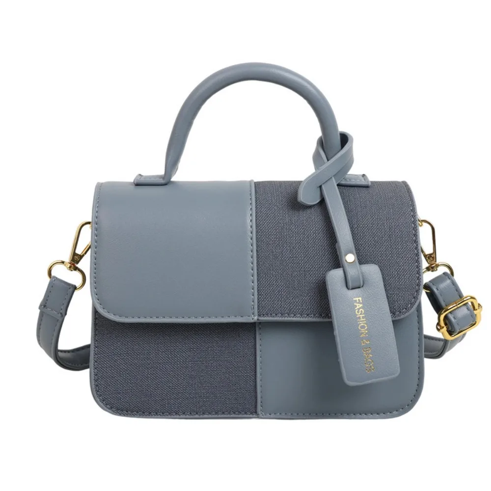 

Simple Color Blocking Women Shoulder Bag PU Korean Style Mini Travel Bag Large Capacity Handbag Small Square Bag Outdoor