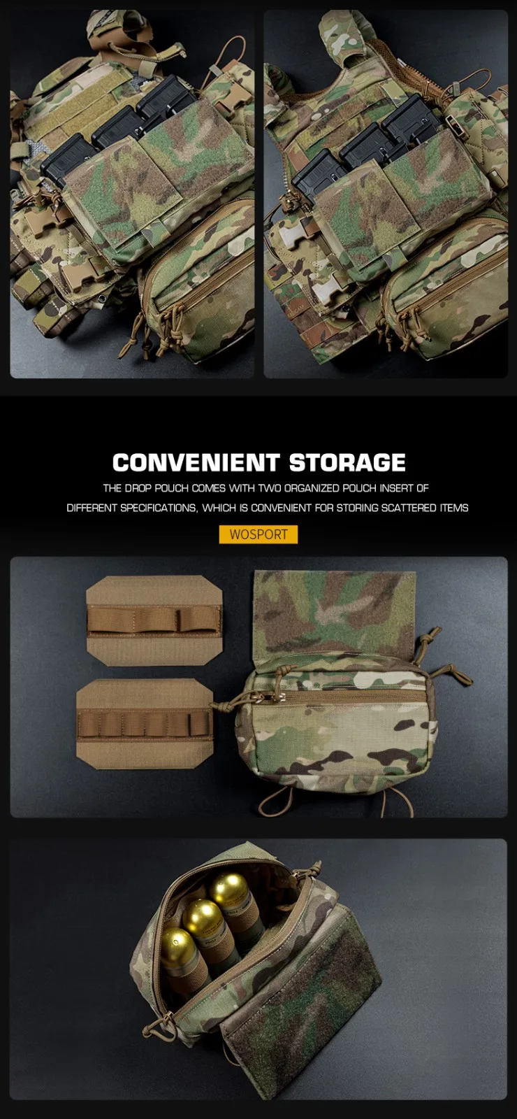 ATFG CAMO Micro Chest Rig with 5.56/7.62 Magazine Holder,Wing Pouches,Dangler Pouch,Fat Strap Shoulder Harness Set