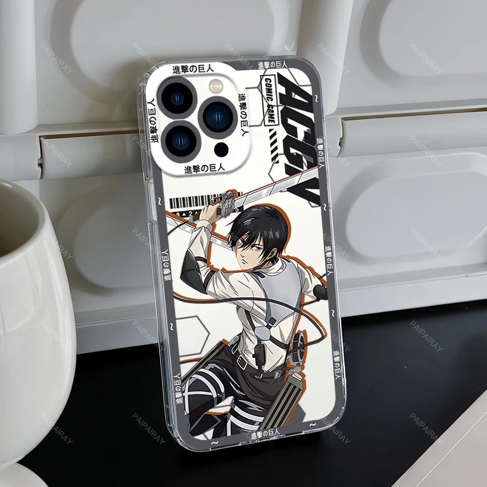 Bilibili A-Attack on T-Titan Phone Case for iPhone 12 11 13 14 15 16 Max Pro Plus Transparent Bezel Cover