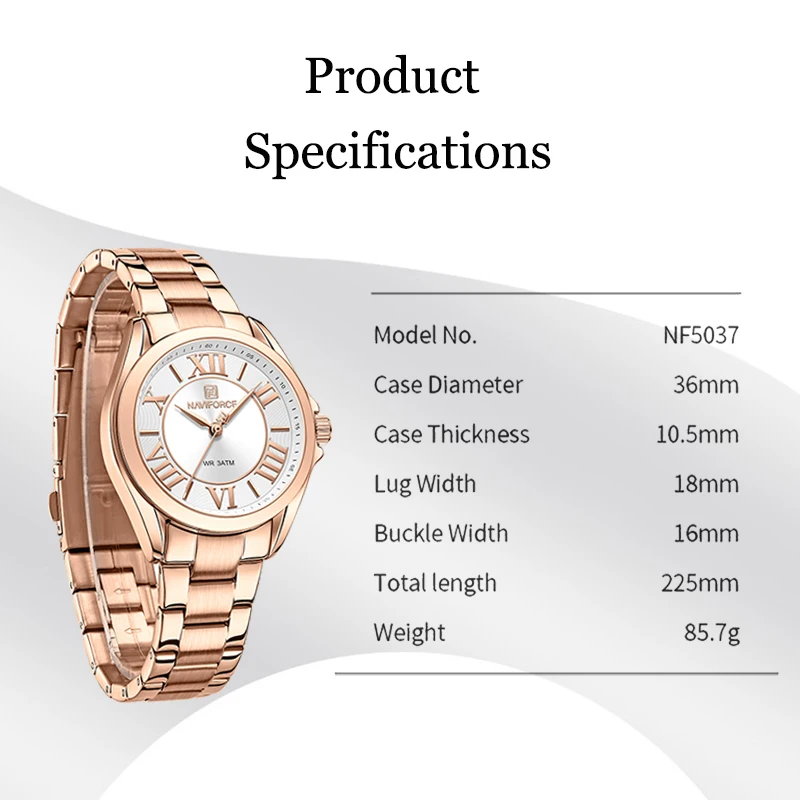 New NAVIFORCE Watches Women Stainless Steel Band Elegant Wristwatch Delicate Dial High Quality Quartz Waterproof Ladies Bracelet