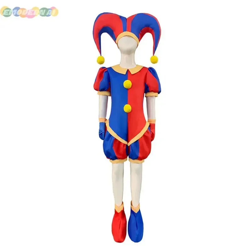 Pomni Cosplay Costume Anime The Amazing Digital Circus Bodysuit for Kids Adult Clown Halloween Christmas Party Funny Outfits