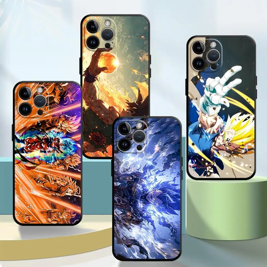 Funda para iPhone 17Air 13 12 11 17 Pro Max XS Max 15 16 14 Plus XR 7 8 funda de teléfono suave negra Dragon Ball Vegeta Goku