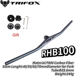 TRIFOX Black Carbon bike Handlebar carbon handlebar  Integrated With Stem  Bicycle manillar carbono mtb Riser  One-shaped RHB100