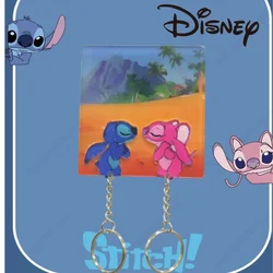 Disney Stitch Couple Key Holder Wall Prevent Loss Key Pendant Lover Key Chain Home Decor Refrigerator Sticker Storage Decor