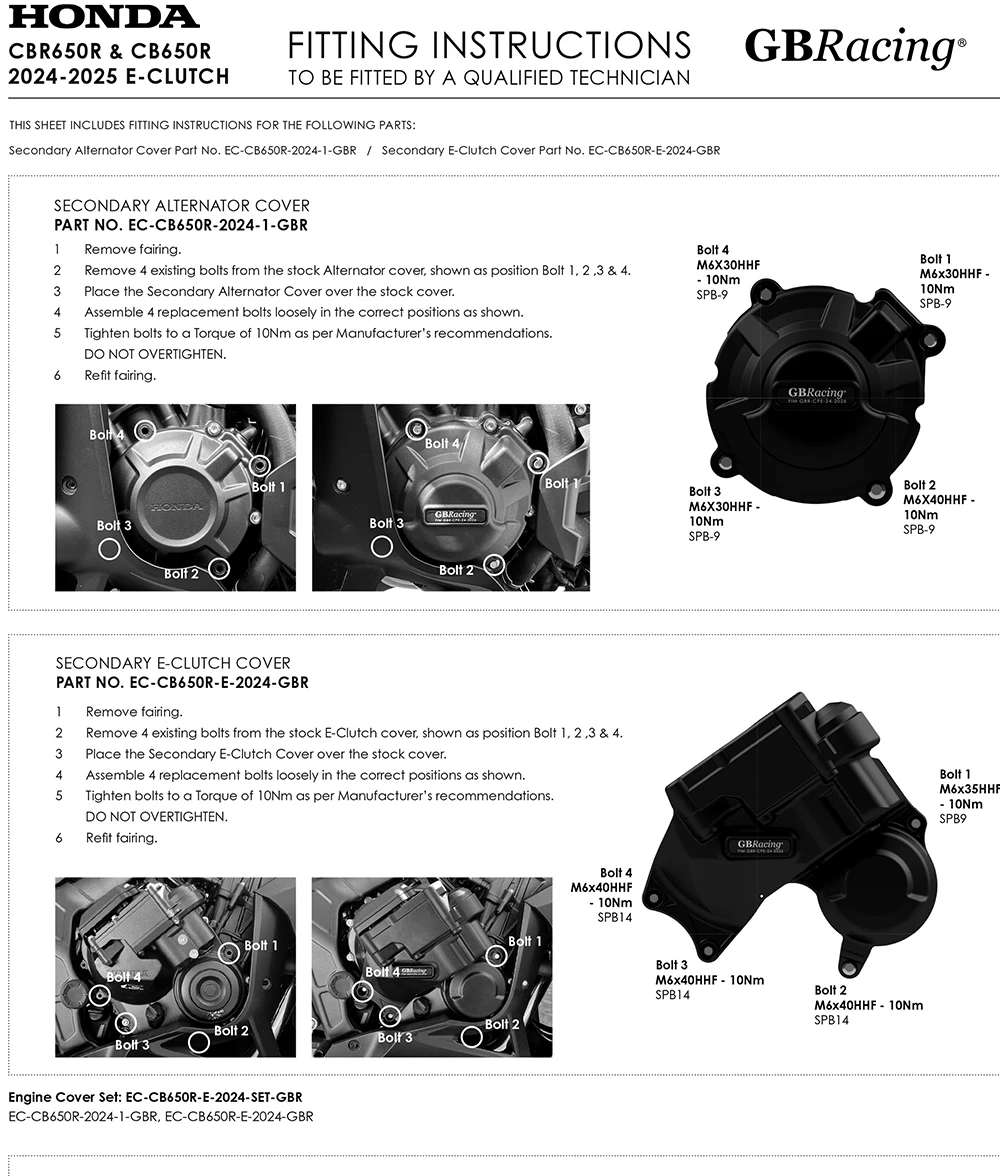 Per HONDA CBR650R/CB650R 2021-2025 Alternatore + 2024-2025 Set di coperture secondarie E-Clutch - GBRacing protector de motor moto