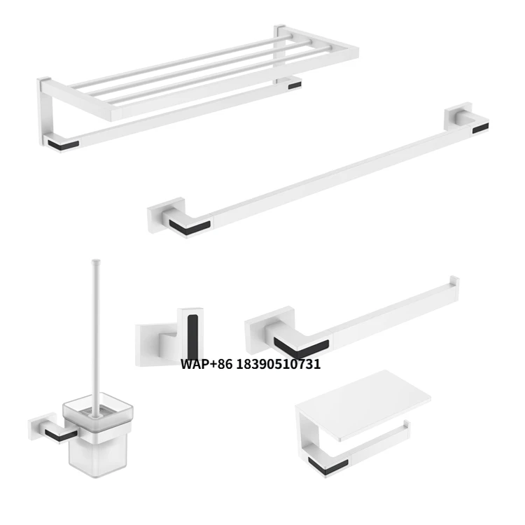 Wall Hanging Brass Bathroom Accessories Hardware Set 6 Pieces