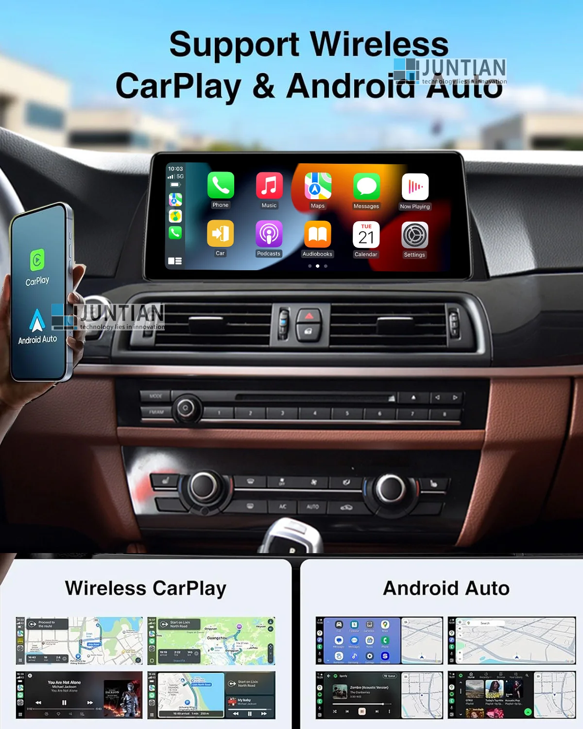 Ultra Narrow Android14 Qualcomm For BMW 5Series F10 F11 2011-2017 Wireles Carplay Car Radio GPS Navigation Multimedia Player