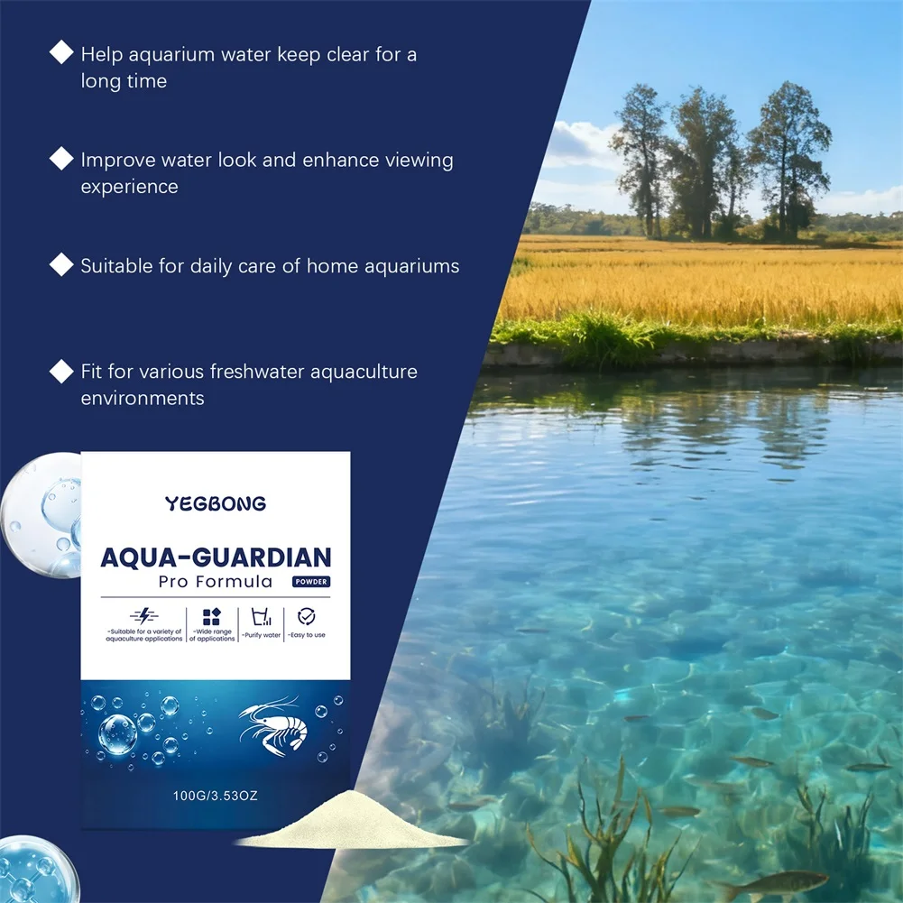 Aqua-Guardian Powder Pro Formulas Long Lasting Clear Fish Tank Cleaner Long-Lasting Clarity Odor Elimination Home Aquarium Pond