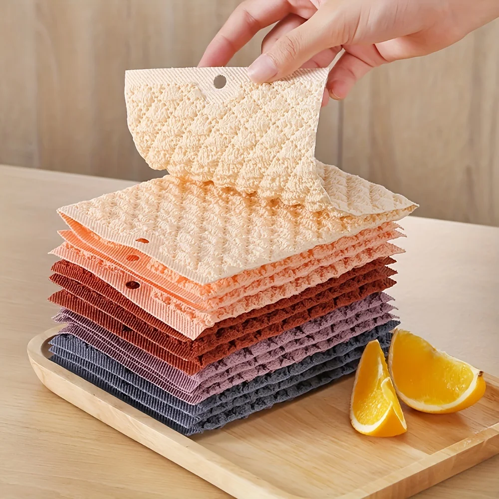 

10pcs Heavy-Duty Cleaning Cloths - Extra Large 4.72x5.91 Inch (12x15cm) Kitchen Dishcloths, Quick-Dry, Reusable & Washable