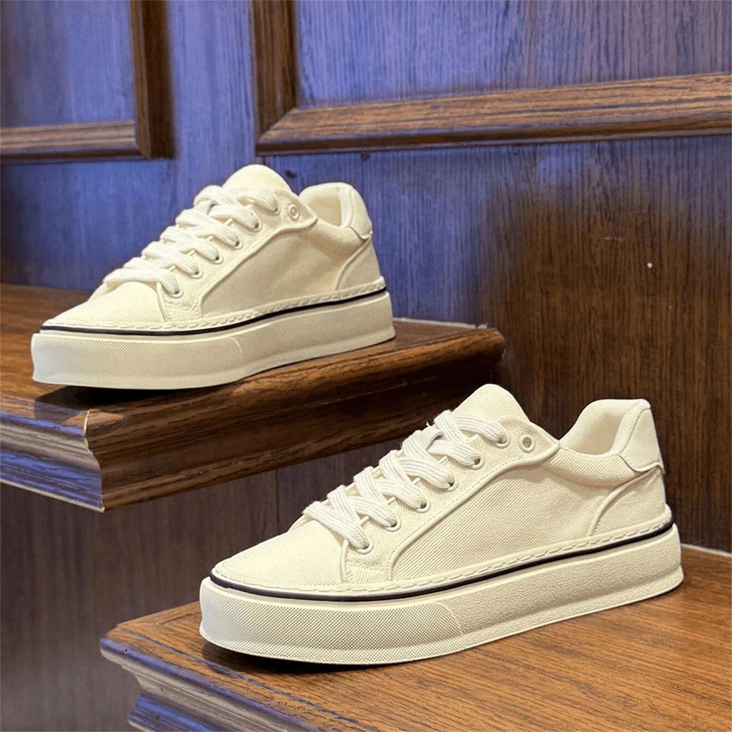 

Men's Canvas Shoes Summer Breathable Versatile Low-Top Heightening Casual Sports Original Thick-Heeled Flat Shoes