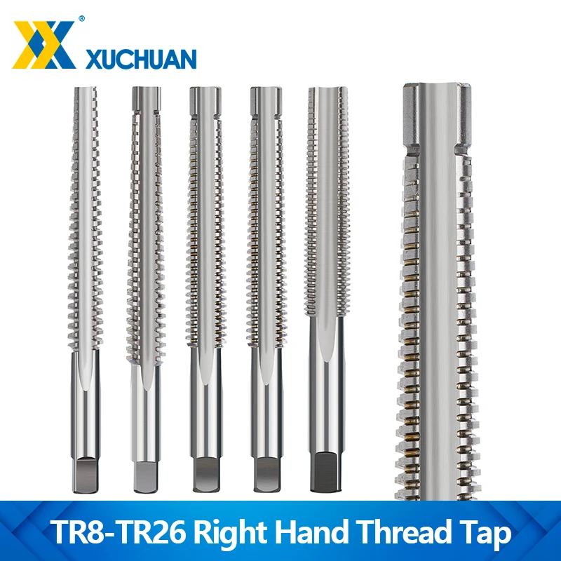 

XUCHUAN Screw Thread Tap TR8/9/10/12/14/16/18/20/22/26 Right Hand Trapezoidal Tap Machine Plug Tap HSS Machine Threading Tools