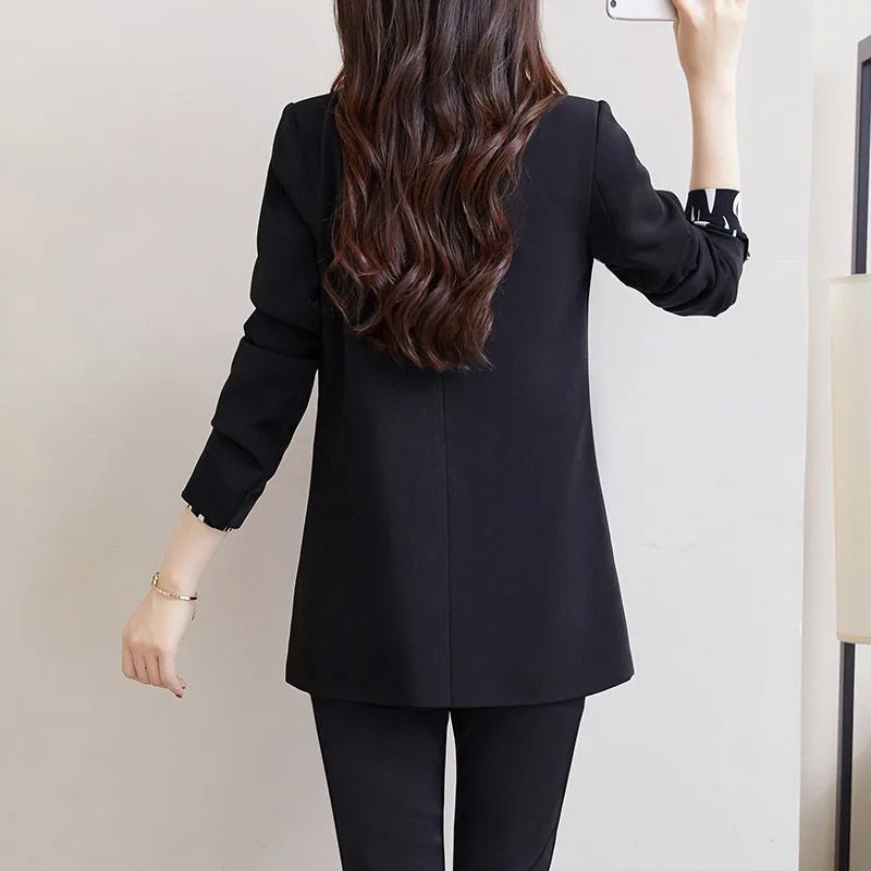 Women British Style Double Breasted Blazer Loose Casual Solid Color Suit Jacket Elegant Office Outerwear