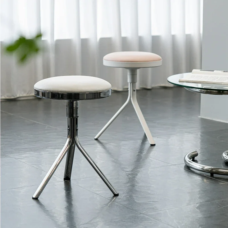 Nordic Bedroom Makeup Stools  Compact Modern Soft Seat Stool, Stable Iron Legs, Ideal for Small Apartments, Elegant Seating