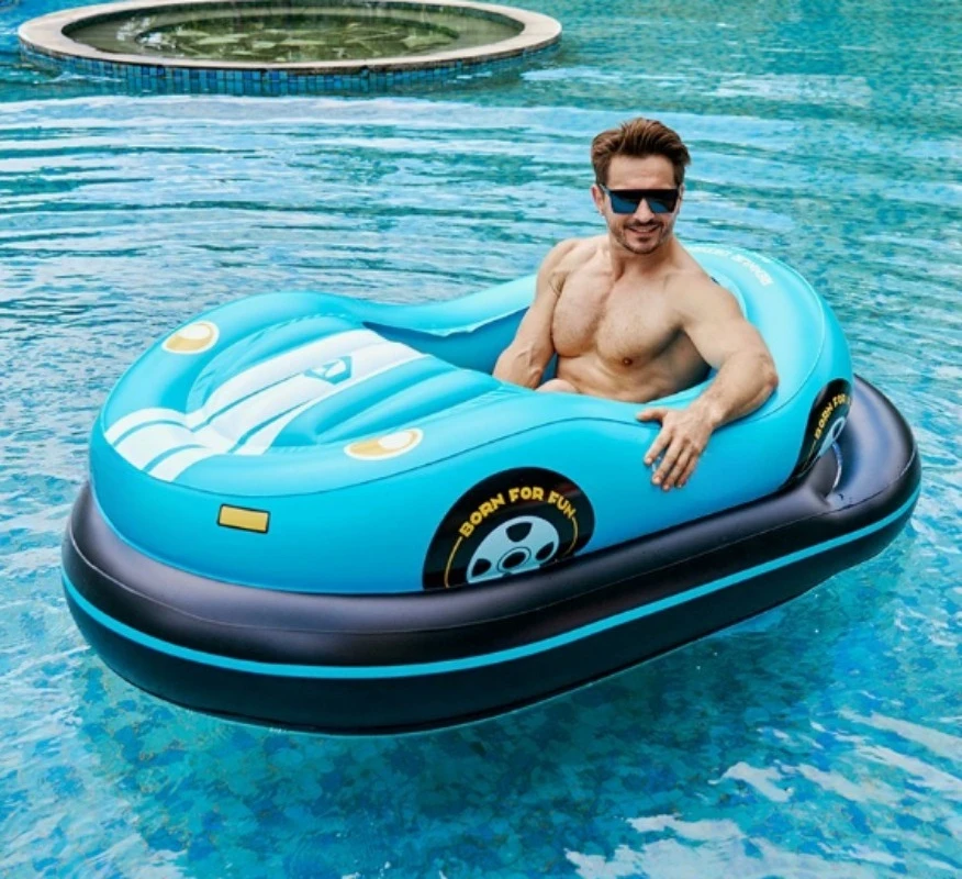 Motorized Inflatable Bumper Car, PVC Lake Float Tube, 1 Passenger Adult Pool Float, Electric Water Amusement Toy
