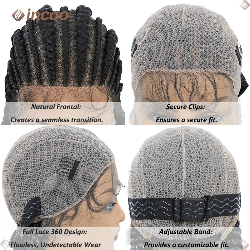 36" Cornrow Zöpfe Spitze Perücken Synthetische Jumbo Geflochtene Perücken Für Schwarze Frauen Volle Spitze Perücke Zopf Afrikanische Knotenlose Box Flechten haar