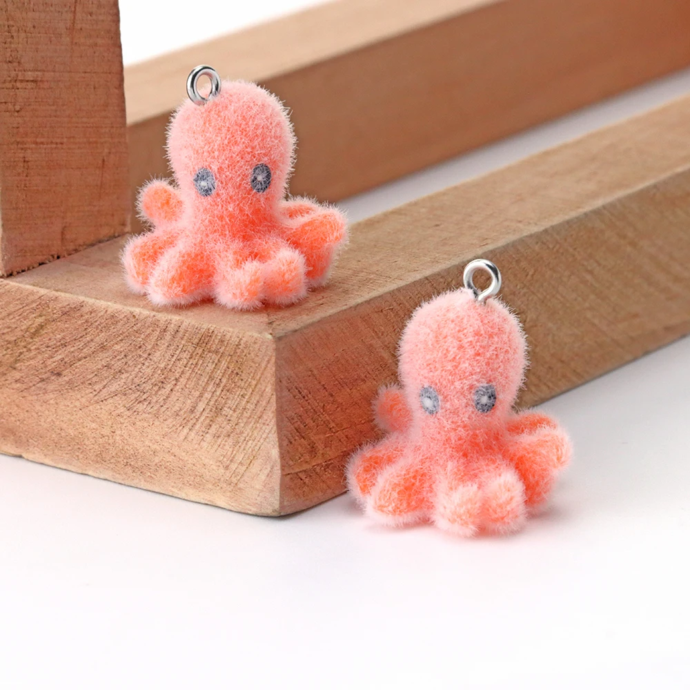 

10pcs Flocked Resin 3D Small Octopus Pendant Can Be Used For DIY Keychains Bags Mobile Phone Straps And Pendant Accessories