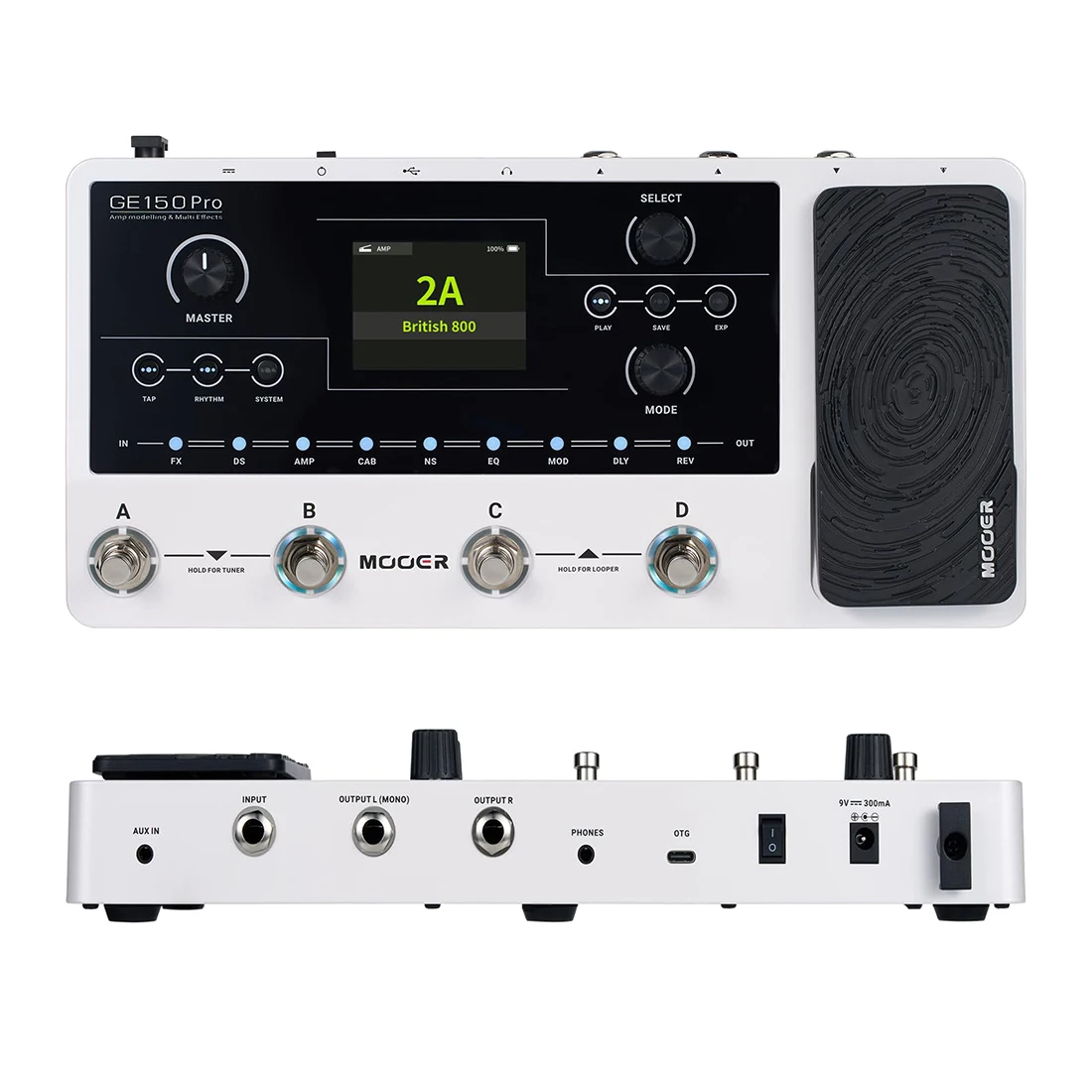 MOOER GE150 Pro/Pro Li New Guitar Amp Modeling متعدد المؤثرات دواسة OTG Looper 151 تأثيرات الحنفية تيمبو، 4 مفاتيح قدم، محمل الأشعة تحت الحمراء #6