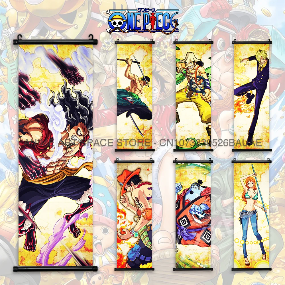 

ONE PIECE Hanging Painting Warm Blood HD Luffy Gear 5 Canvas Scroll Picture Zoro Anime Poster Vintage Home Decoration Wall Art