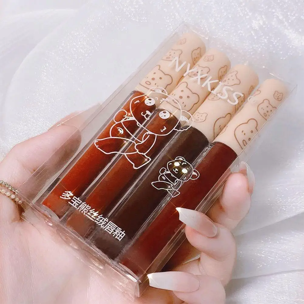 4pcs/kit Waterproof Liquid Lipstick Batom Red Velvet Lip Tint Brown Nude Matte Lipstick Colourful Makeup Cosmetics Maquiagem