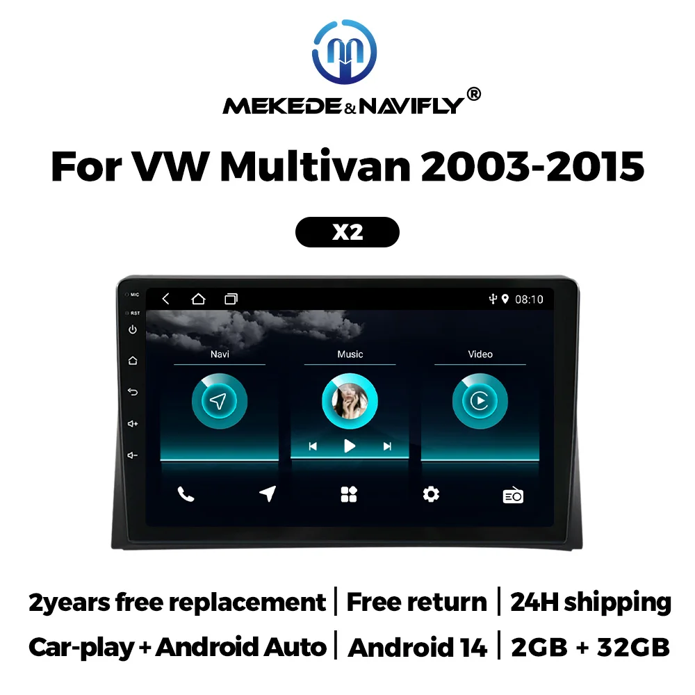 

MEKEDE&NAVIFLY Car Radio Android 14 For Volkswagen VW Multivan T5 2003-2015 Multimedia Player Stereo Wireless Carplay Auto BT