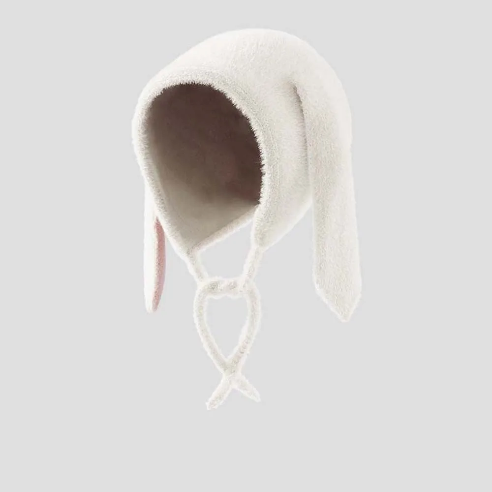 

Versatile Elastic Children Pullover Cap Trendy Solid Color Rabbit Ear Knitted Hat All-match Dome Kids Woolen Hat Winter