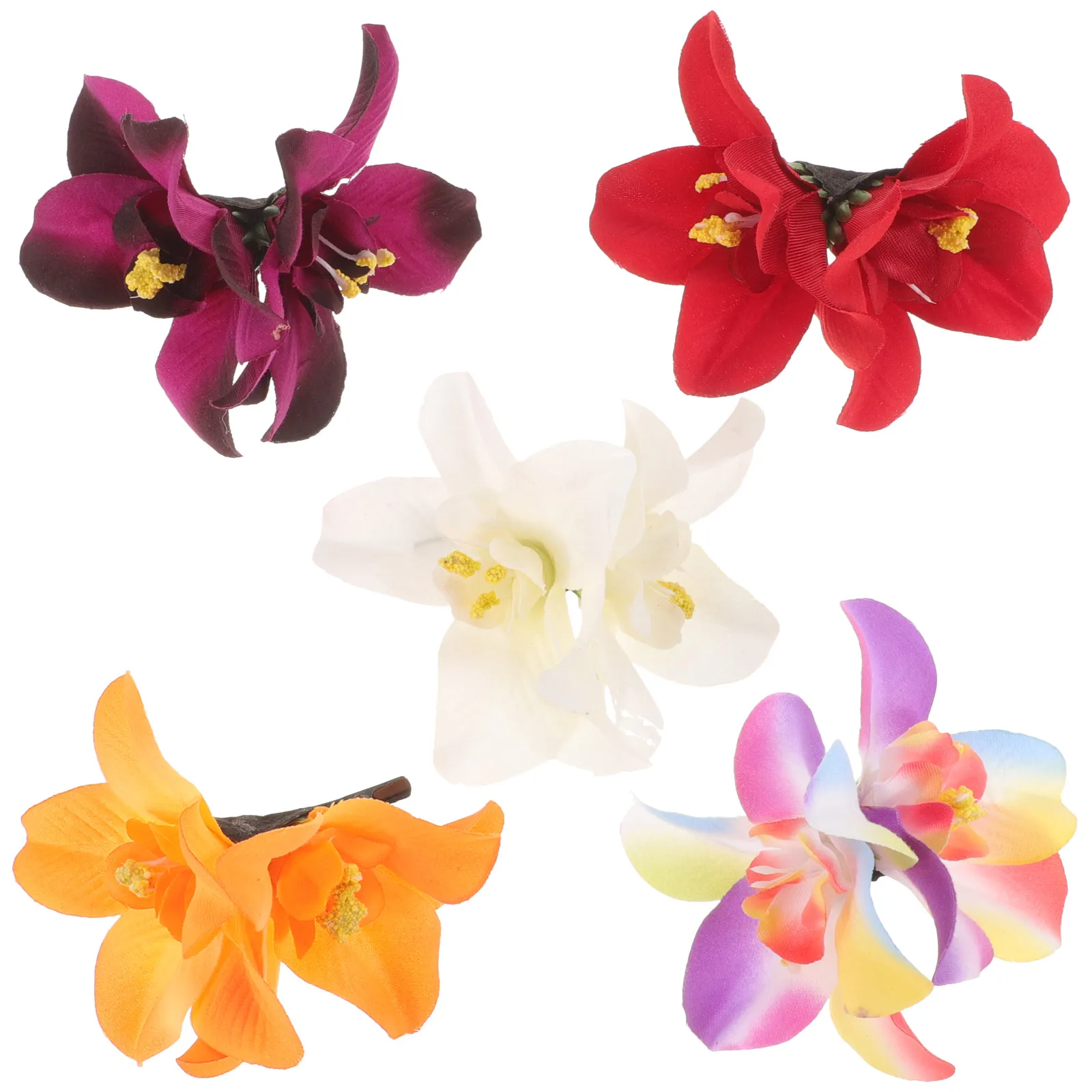

5pcs Artificial Flower Hairpin Hawaiian Clips Tropical Accessories Decorative Hair Flowers Clips For Girls Women Summer