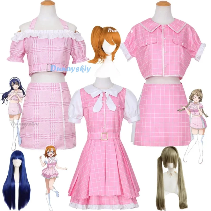 

Anime LoveLive!School Idol Project Honoka Kousaka Kotori Minami Sonoda Umi Cosplay Costume Wig Pink Skirt Woman Kawaii Suit