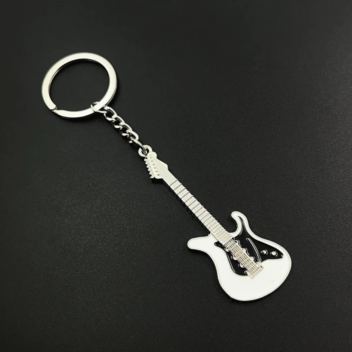 Creative Mini Musical Instruments Guitar Keychain Multi-Color Rhinestone Keyring Women Men Car Handbag Phone Case Pendent Gift image 2
