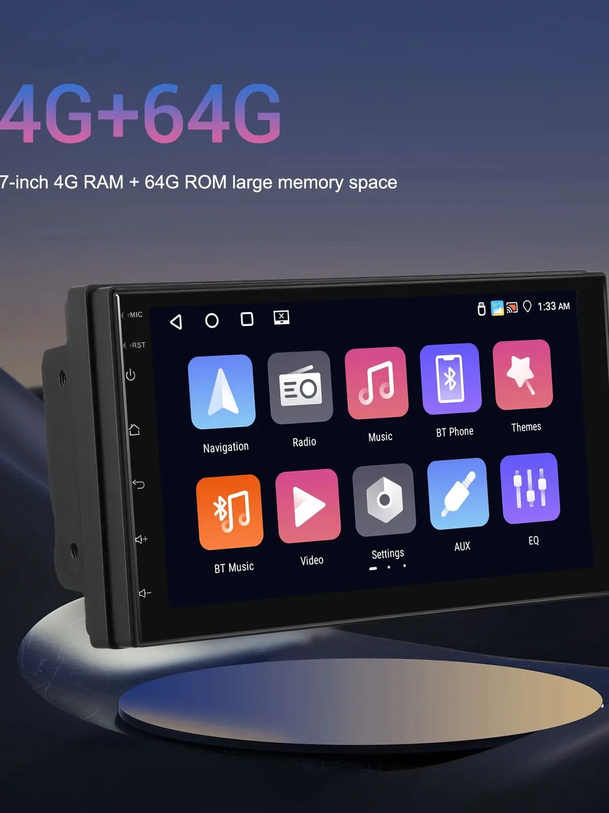 Podofo 4 + 64G 7'' autoradio universele Android multimediaspeler WIFI GPS navigatie Carplay Android Auto DSP autoradio - afbeelding 2