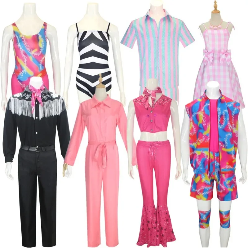 Adult Ken Film Cosplay costume, Black T-shirt, Pink scarf, Full Together, Princess, IxHalloween Carnival