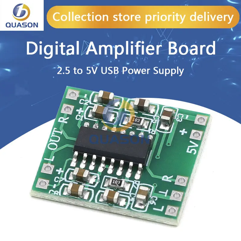 5PCS PAM8403 Super mini digital amplifier board 2 * 3W Class D digital amplifier board efficient 2.5 to 5V USB power supply