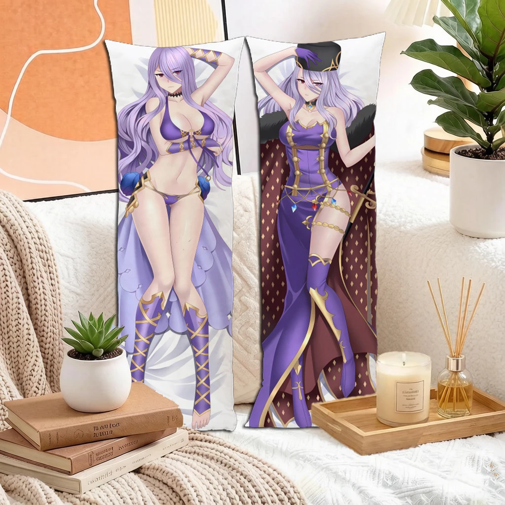 Anime Silver White Hair Red Eyes Military Lady Dakimakura Pillowcase Double Sided Long Body Pillow Cover Peach Skin 160x50cm