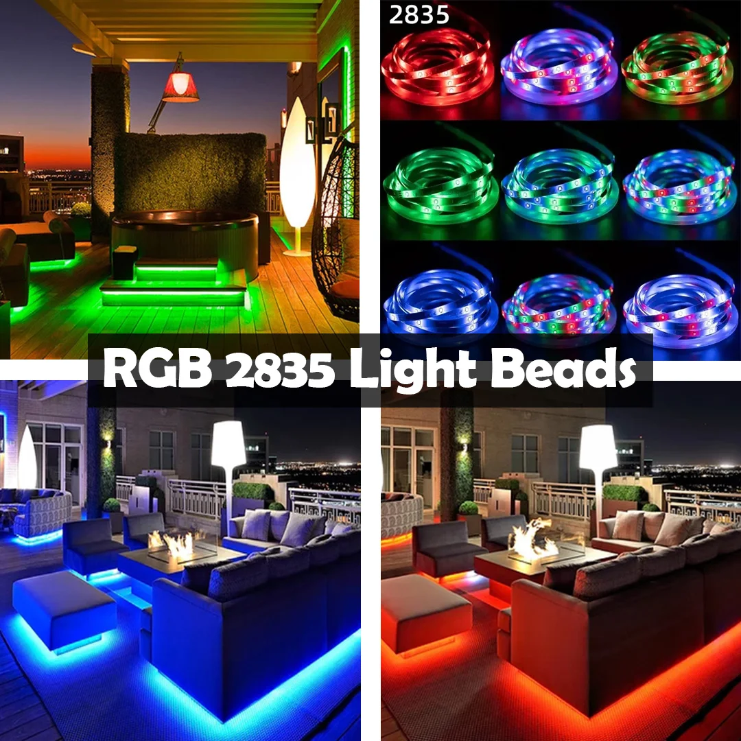 1PC 5V RGB LED Battery Box Light Strip 2835 Beads 24 Keys Remote Control Cut and Bendable Design for Bedroom, Game Room