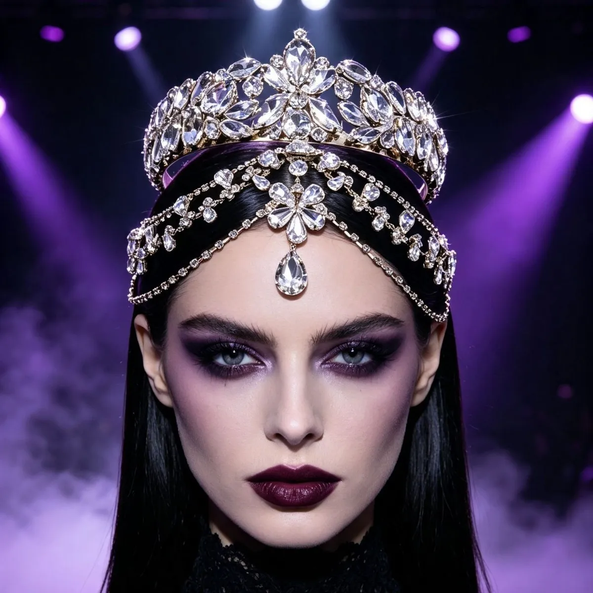 New Drip Pendant Crown Headpiece Retro Rhinestone Hairband Stage Walk Accessories for Women Headwear